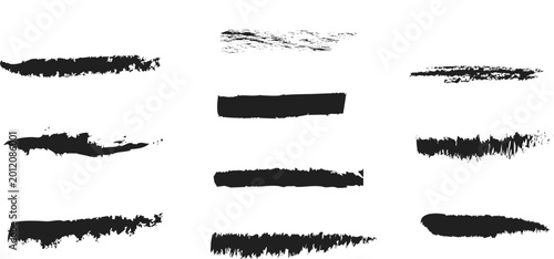 Photos Brush stroke vector illustration pack featuring ten unique textured strokes in v