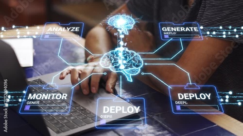 AI Agent Network Hologram Animation on Black Background Screen Mode Overlay