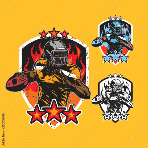 Cool American Football Logo Illustration for NFL Style Branding and Print Ready Design