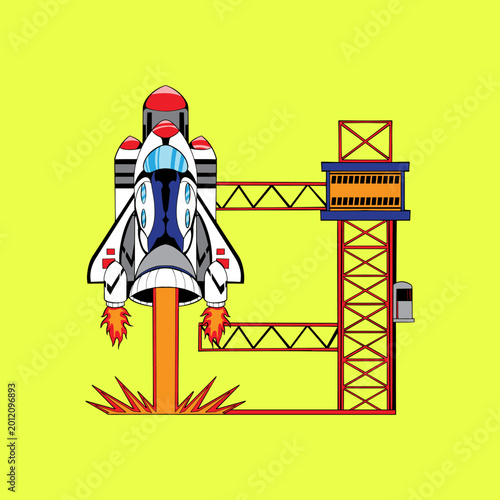 Retro Space Shuttle Illustration for Creative Design and Printing Needs