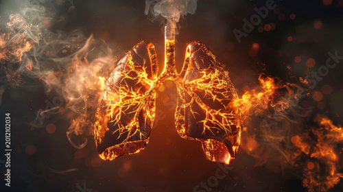 Health awareness graphic smoking lungs fire smoke damage prevention anti tobacco educational