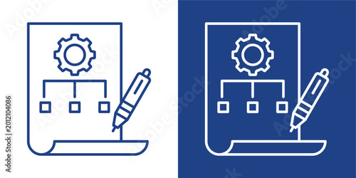 Foto Planning Blue And White Icon Style Collection