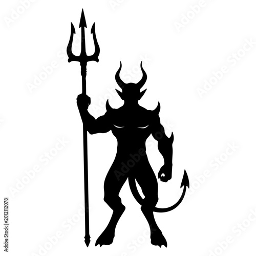 Foto Silhouette of a devil holding a trident.