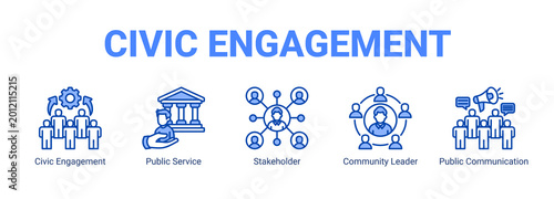 Quadro su tela Civic Engagement web banner icon concept, with Civic Engagement, Public Service, Stakeholder, Community Leader