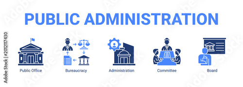 Fotografía Public Administration web banner icon concept, with Public Office, Bureaucracy, Administration