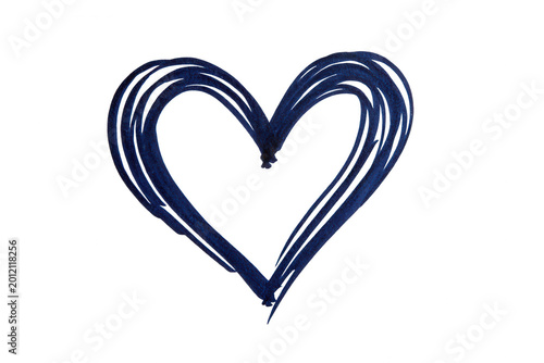 Hand-drawn blue heart shape isolated on transparent background