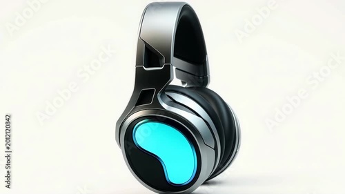 Modern Wireless Headphones Rotating on White Background