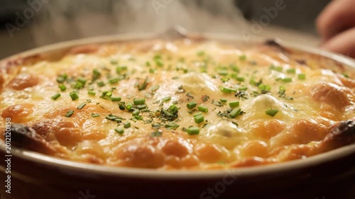 Delicious cheesy pizza with herbs.