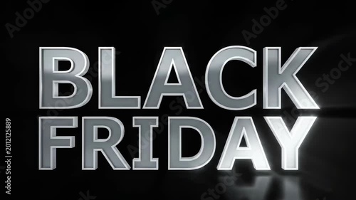 Black Friday Sale Promotion with Reflective Letters on Dark Background