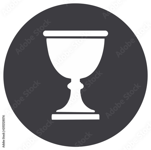 Icon of a white chalice in a gray circle, elegant religious symbol