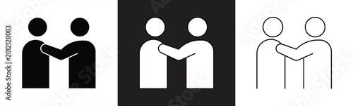 Human connection icon Empathy, Support, and Sympathy: a person comforting another person, symbolizing caring, helping, compassion, empathy, support, friendship, and kindness. vector illustration