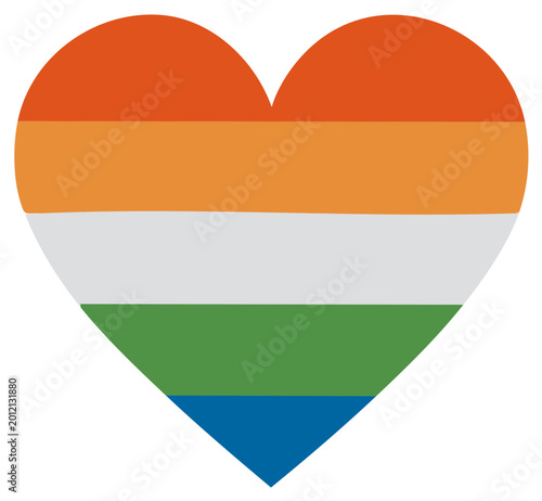 Free Download Colorful Heart Shape with Orange White Green and Blue Stripes Symbolizing Intersex Pride - GFXLoad