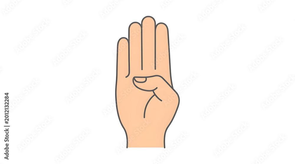 Naklejka premium Hand gesture illustration with fingers together.