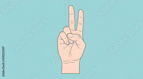 Hand Showing Peace Sign Gesture Illustration.