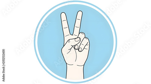 Hand Showing Peace Sign Gesture Illustration.