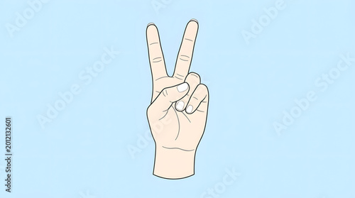Hand Showing Peace Sign Gesture Illustration.
