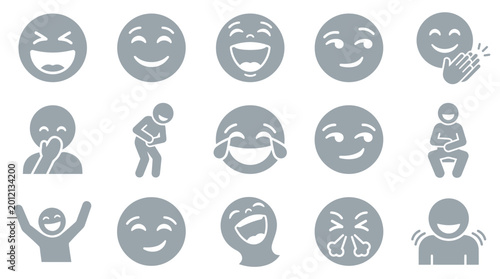 Принти на полотні Set of laughing emojis and figures depicting various emotions of joy and amusement
