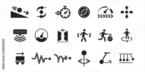 motion icon set bundle. motion, shape, abstract, speed, circle, technology, element, bussiness and more. simple flat solid vector
