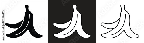 Banana peel icon, depicting organic waste and symbolizing ecological waste disposal. vector illustration