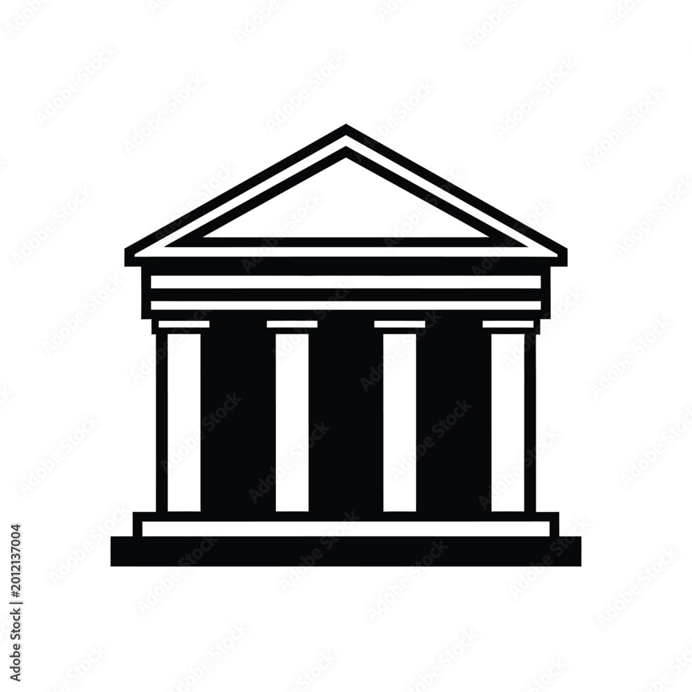 Fototapeta premium Bank building with classic columns represents financial stability and institutional strength.