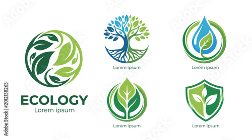 Fotografija This collection of logos includes symbols of nature, growth, and ecology, ideal for organizations focused on sustainability, environmental conservation, or eco-friendly products