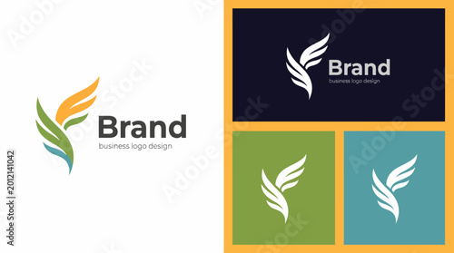Obraz na płótnie This modern logo showcases elegant wings, representing growth and inspiration, perfect for any brand emphasizing creativity and dynamism in its identity