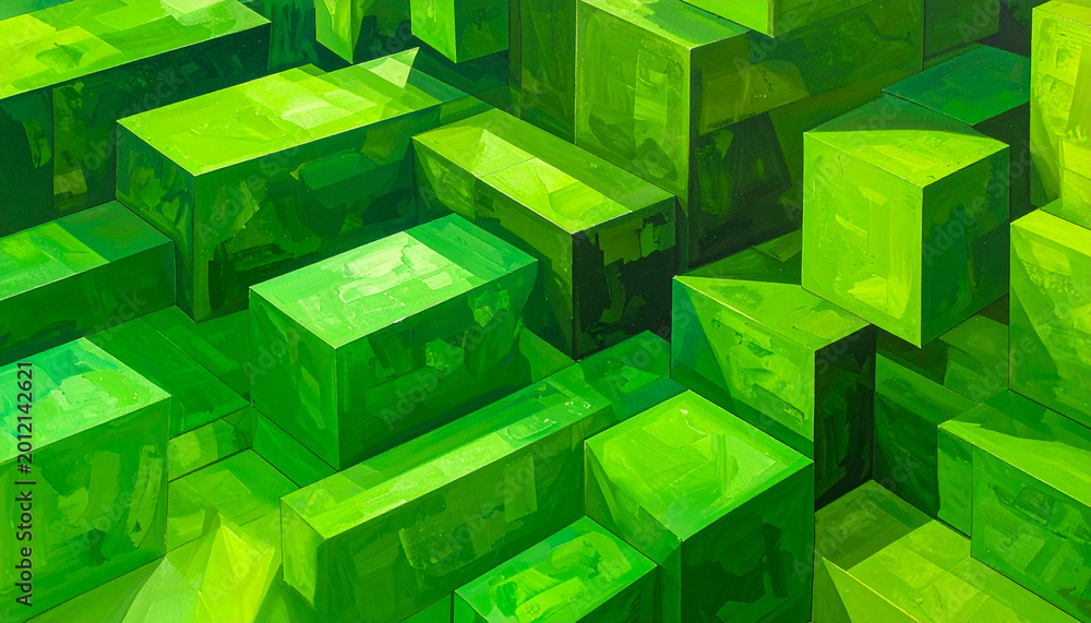 Obraz premium Abstract green cubes composition