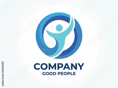 Photos A vibrant logo design displaying a stylized figure representing good people, ideal for organizations focused on community service and social impact