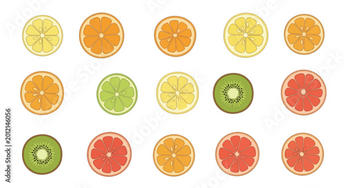 Foto Assorted Sliced Fresh Fruit Varieties.