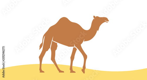 Φωτογραφία Brown Camel Walking on Sandy Dune.