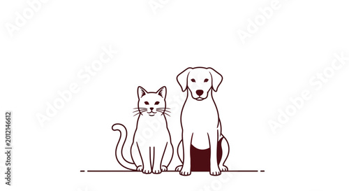 Canvas-taulu Cat and dog standing side by side.