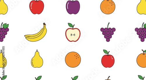 Bild auf Leinwand Colorful fruit icons in rows.