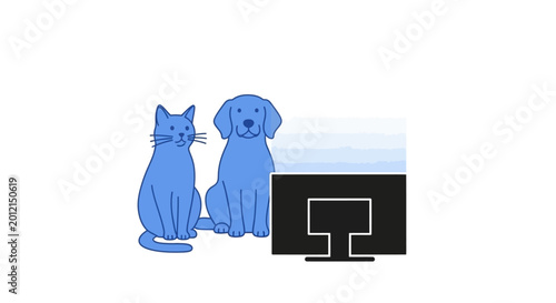 Fényképezés Blue Cat and Dog Sitting Together.
