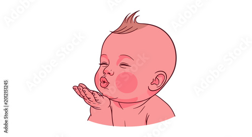 Canvas-taulu Crying newborn baby with hand up.
