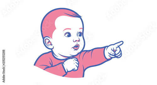 Fotografija Cute baby pointing to something.