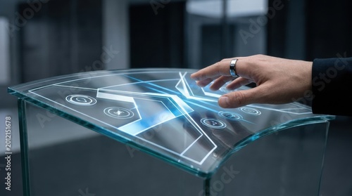 Futuristic Minimal Interface Concept with Gesture Interaction Display