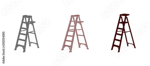 Household stepladder for cleaning, repairs, renovations, and construction tasks. Stock vector 