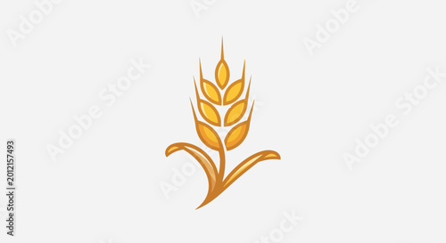 Stylized Golden Wheat Stalk Illustration on White