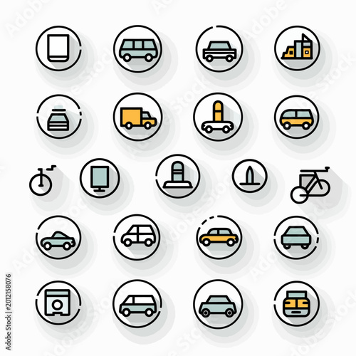 Transportation and travel icons vector set for web and print design