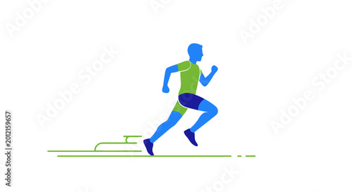 Cuadro en lienzo Athlete in mid stride running action.