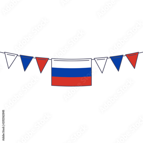 Russian flag bunting garland with festive triangular flags for national celebrations