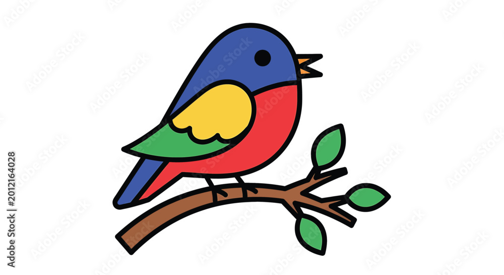 Fototapeta premium Colorful Bird Perched on Branch.