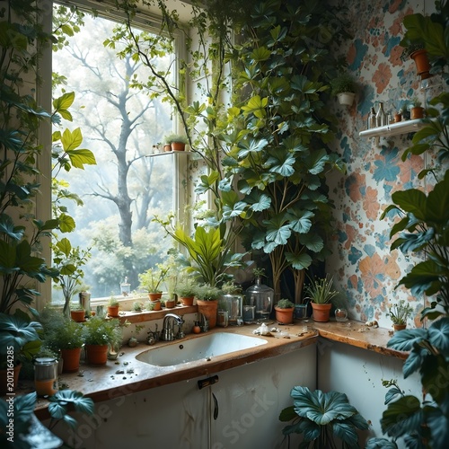 a garden and the wall