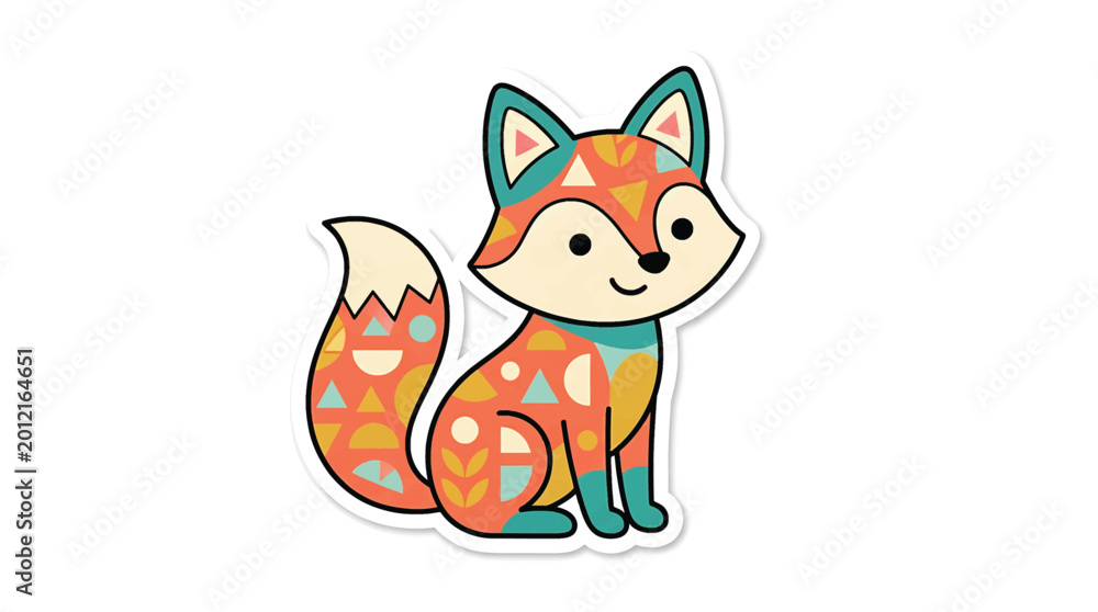 Fototapeta premium Colorful cartoon fox with spots.