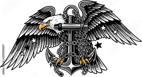 American Eagle, Anchor, Navy, Patriotic Vector Icon