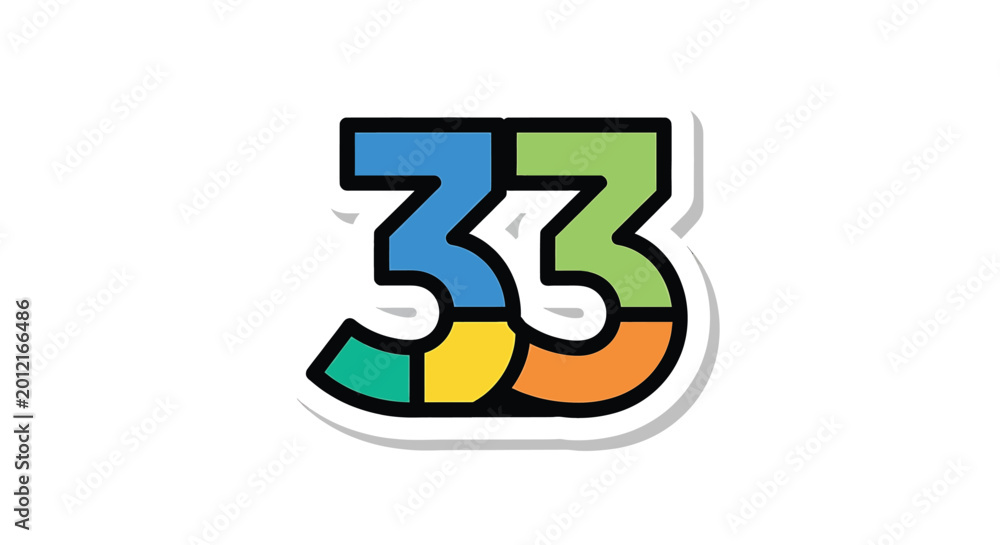 Fototapeta premium Colorful Number Thirty Three Sign.