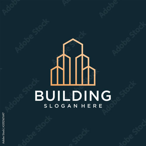 Real estate skyscraper logo design template