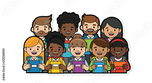 Obraz na plátně Diverse group of happy children together.