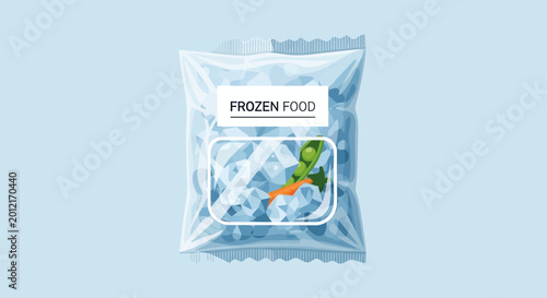 Frozen food package with colorful contents.