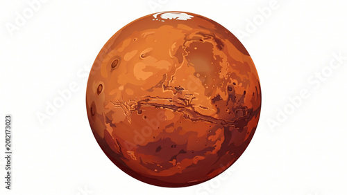 Detailed Red Planet Mars Surface Illustration